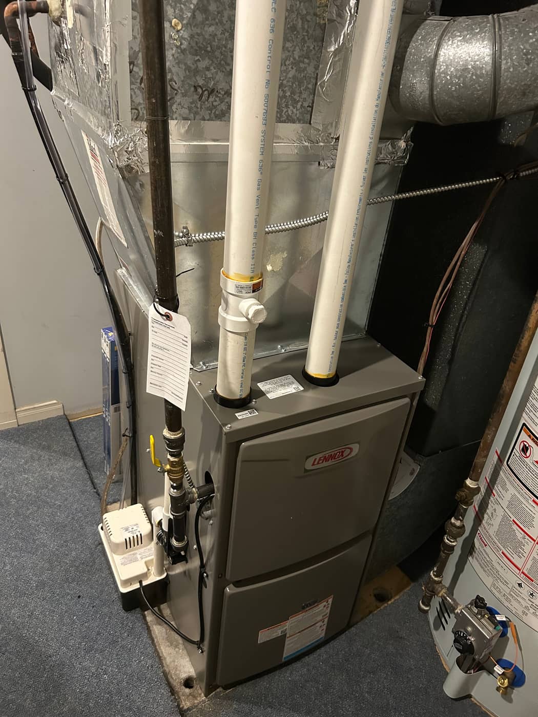 High-efficiency Lennox furnace installed in an Orleans home
